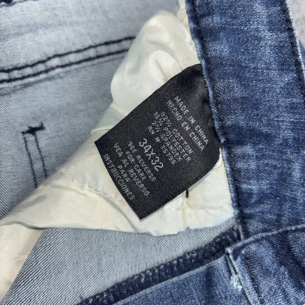 Waimea Jeans Mens 34x32 Skinny Fit Distressed Ripped Stretch Indigo Blue Denim